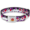 Looney Tunes Logo Full Color White Seatbelt Buckle Collar - Sylvester the Cat Expressions Purple