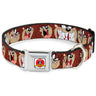 Looney Tunes Logo Full Color White Seatbelt Buckle Collar - Tasmanian Devil Expressions Brown