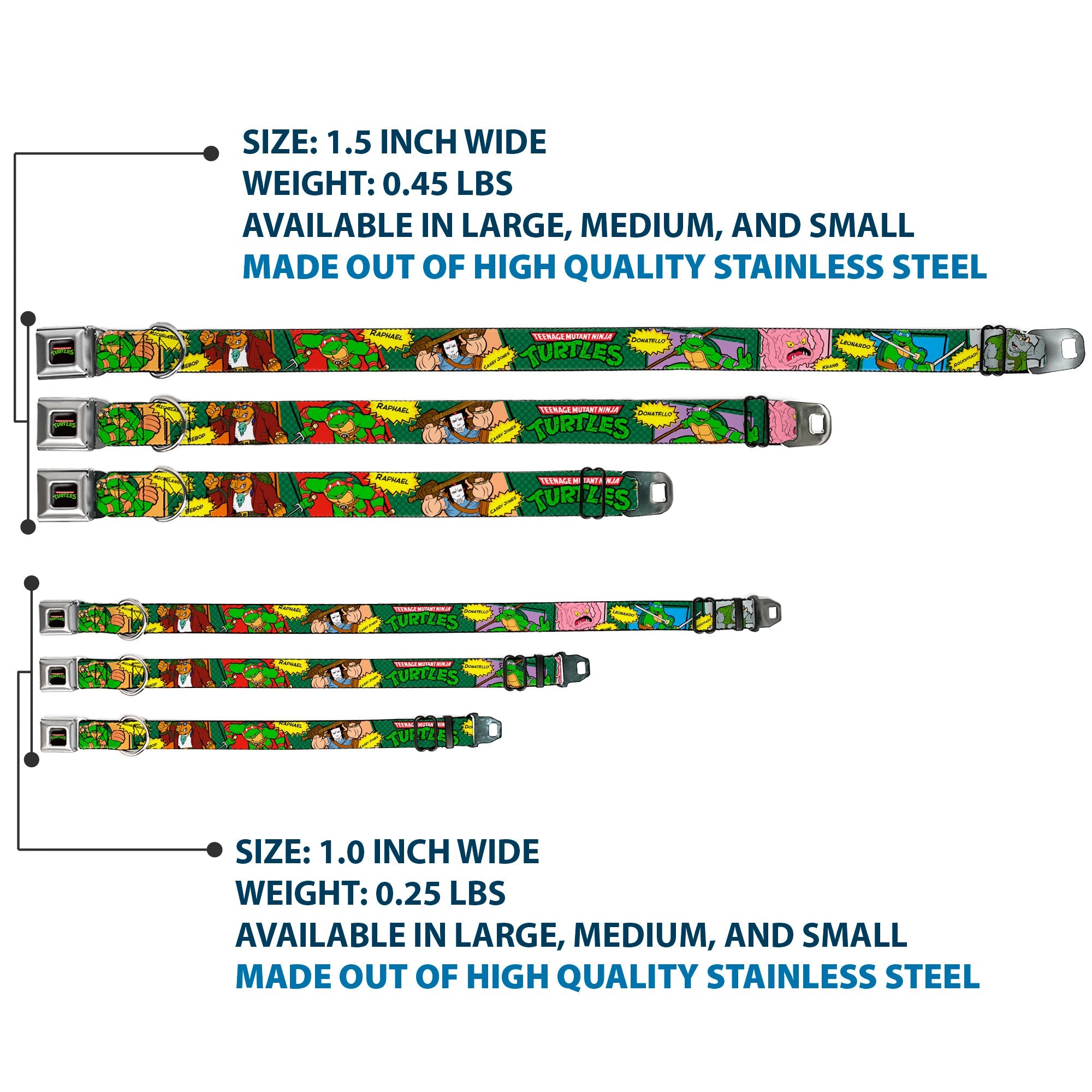 Classic TEENAGE MUTANT NINJA TURTLES Logo Seatbelt Buckle Collar - Classic TEENAGE MUTANT NINJA TURTLES Character Comic Scenes