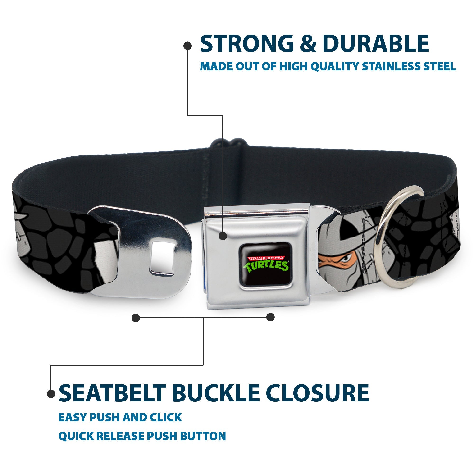 Classic TEENAGE MUTANT NINJA TURTLES Logo Seatbelt Buckle Collar - Shredder Poses BAD NEVER LOOKED THIS GOOD
