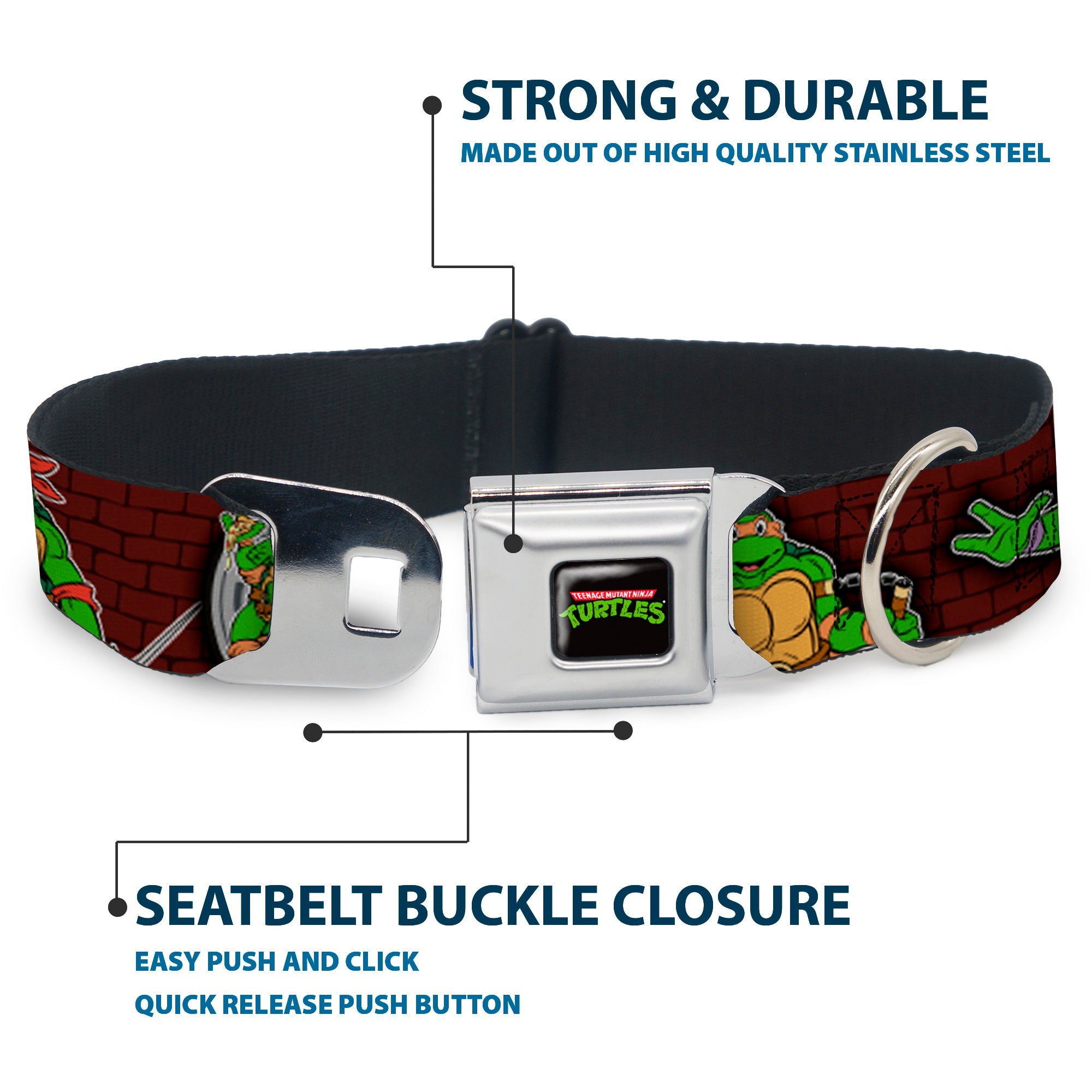 Classic TEENAGE MUTANT NINJA TURTLES Logo Seatbelt Buckle Collar - Classic TEENAGE MUTANT NINJA TURTLES Battle Poses/Group Pose7