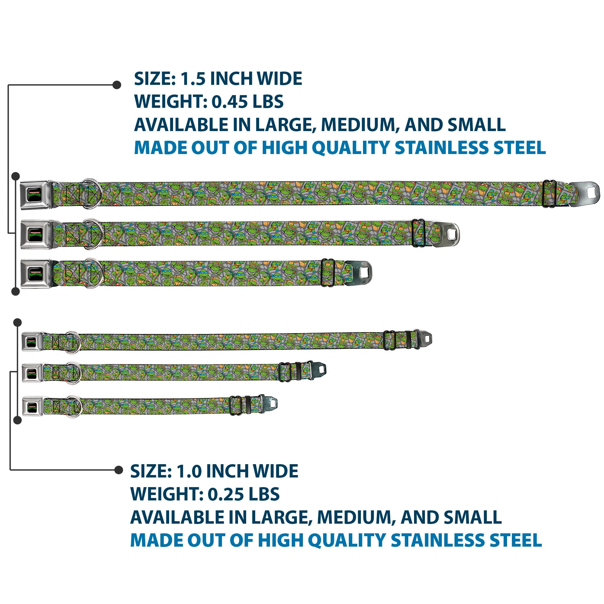 Classic TEENAGE MUTANT NINJA TURTLES Logo Seatbelt Buckle Collar - Classic Teenage Mutant Ninja Turtles Expression & Pose Turtle Shell Collage Lavender