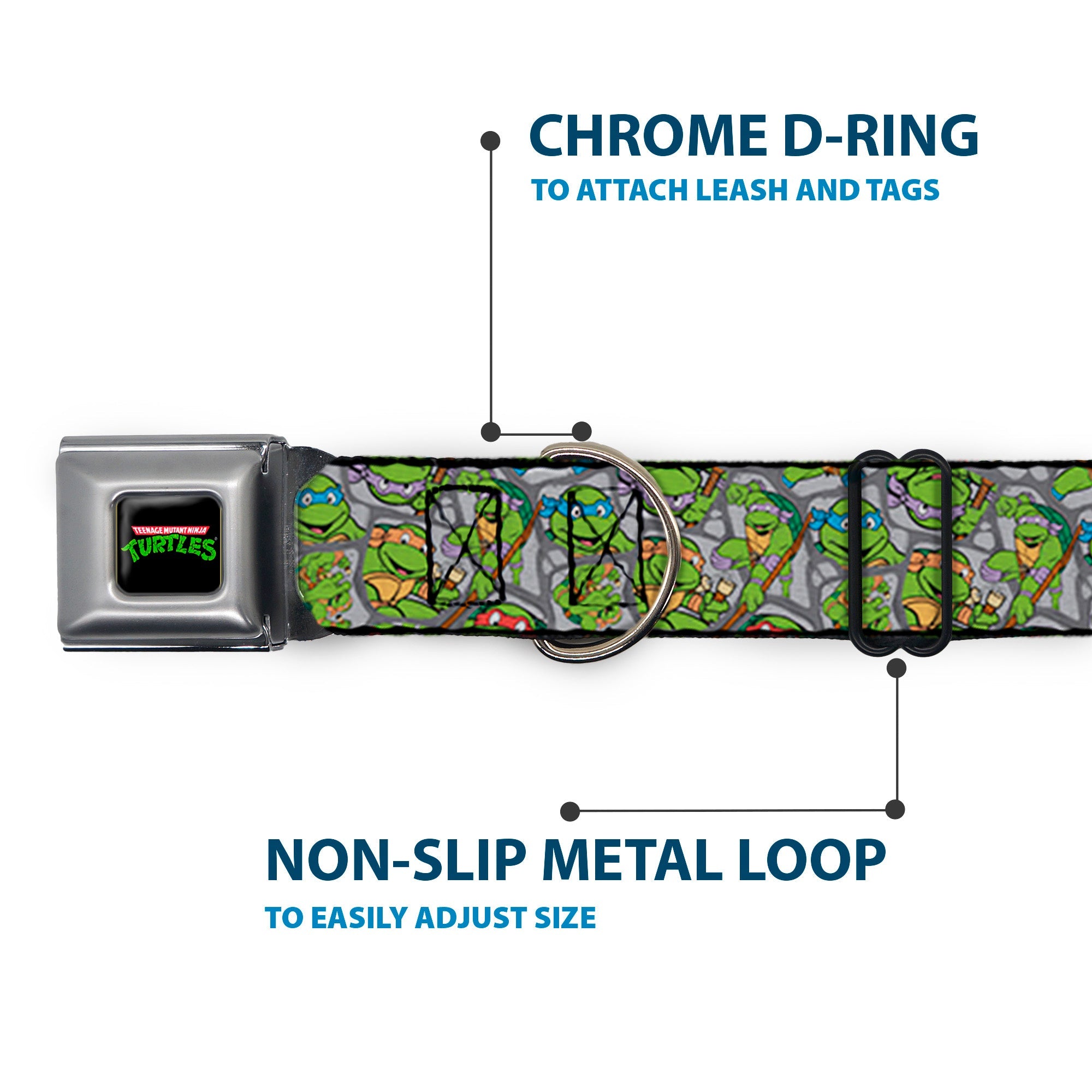 Classic TEENAGE MUTANT NINJA TURTLES Logo Seatbelt Buckle Collar - Classic Teenage Mutant Ninja Turtles Expression & Pose Turtle Shell Collage Lavender