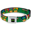 Classic TEENAGE MUTANT NINJA TURTLES Logo Seatbelt Buckle Collar - Classic TEENAGE MUTANT NINJA TURTLES Group Pose3/TMNT Logo Green/Multi Color