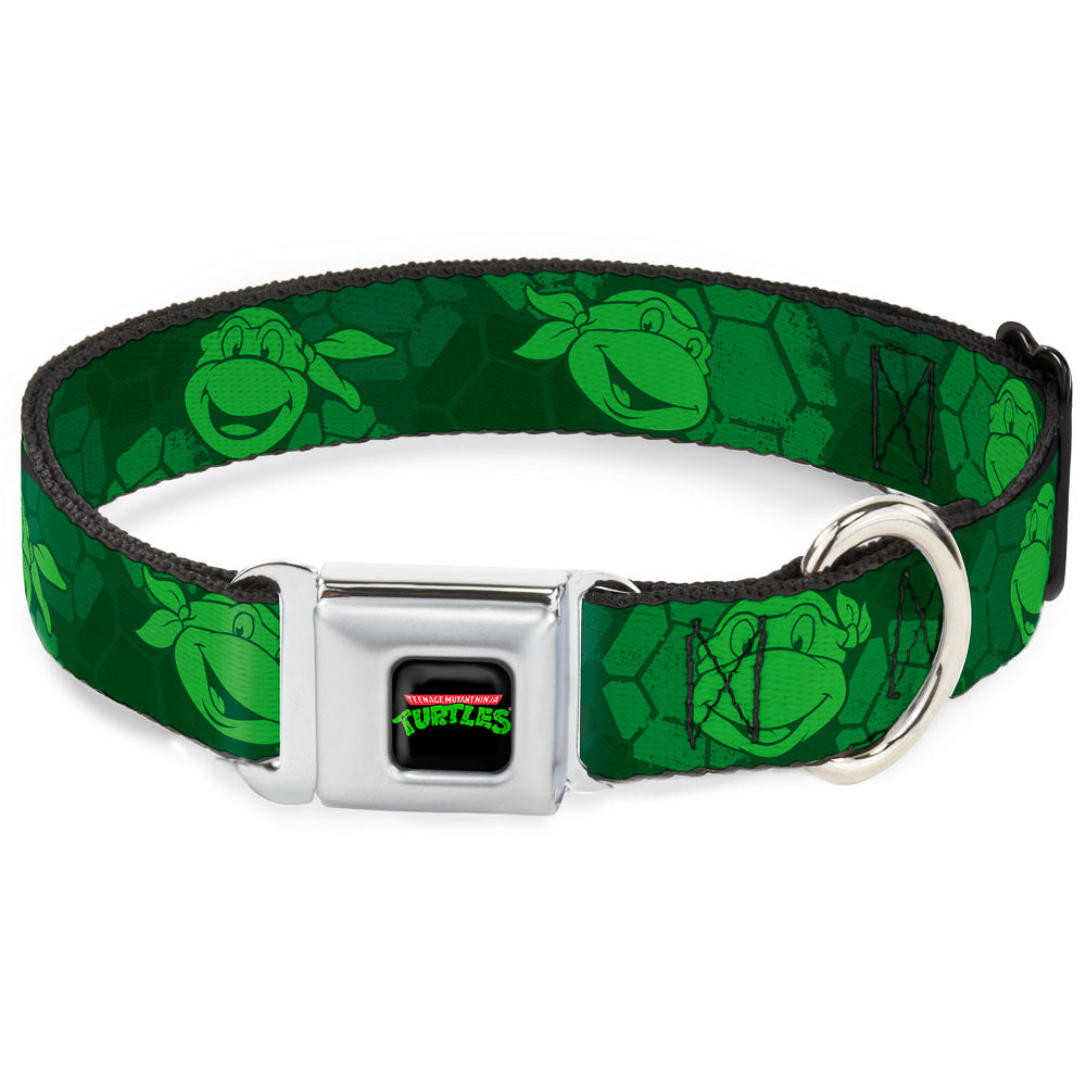 Classic TEENAGE MUTANT NINJA TURTLES Logo Seatbelt Buckle Collar - Classic Teenage Mutant Ninja Turtles Turtle Faces2 Greens