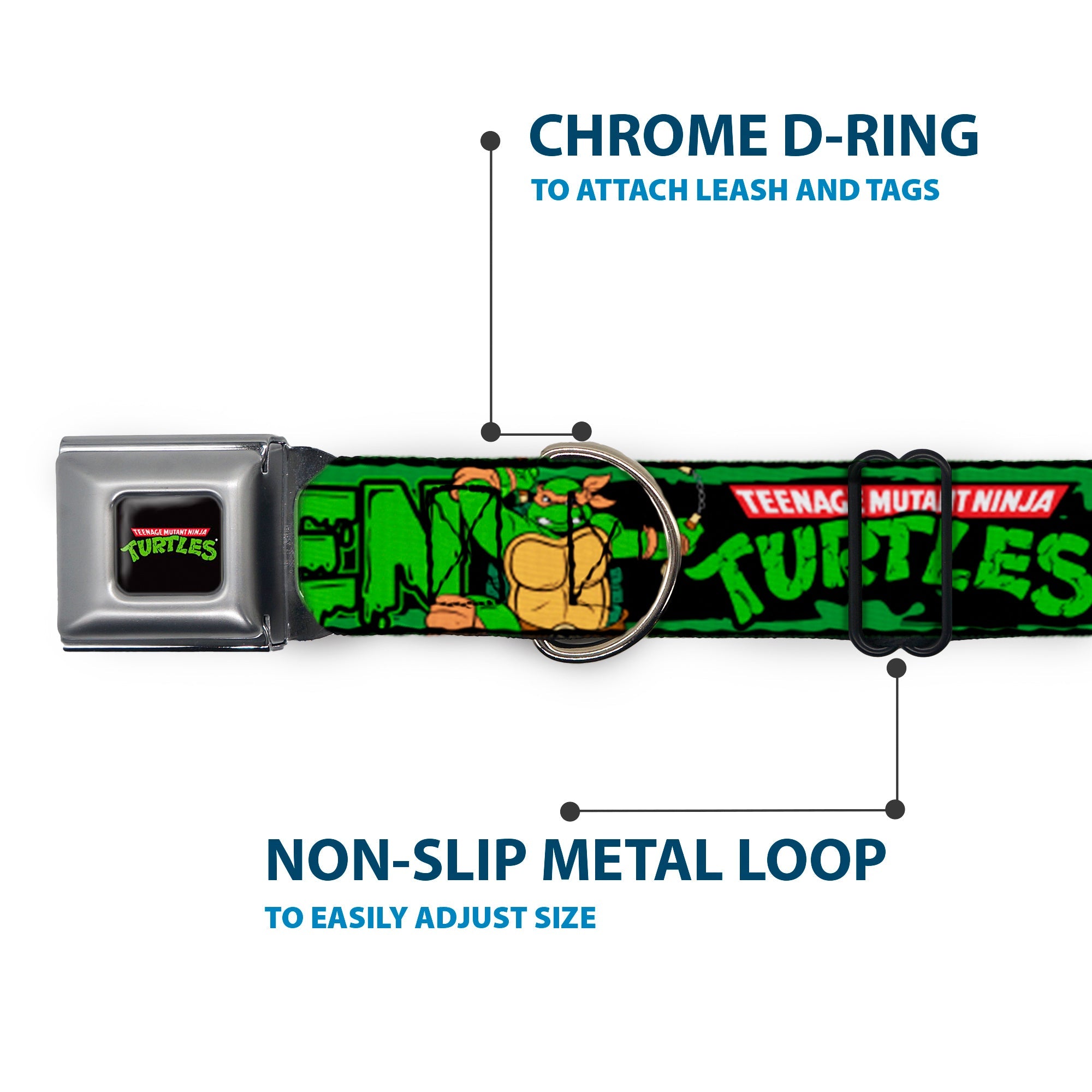 Classic TEENAGE MUTANT NINJA TURTLES Logo Seatbelt Buckle Collar - Classic TEENAGE MUTANT NINJA TURTLES Logo/Group Pose5/LEAN MEAN & GREEN
