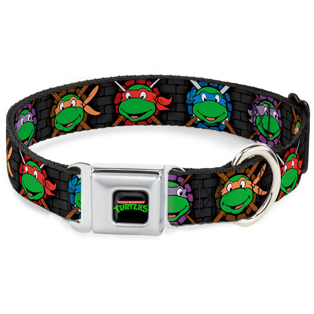 Classic TEENAGE MUTANT NINJA TURTLES Logo Seatbelt Buckle Collar - Classic Teenage Mutant Ninja Turtles Expessions/Battle Gear Gray/Multi Color