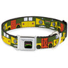 Classic TEENAGE MUTANT NINJA TURTLES Logo Full Color Seatbelt Buckle Collar - Classic TMNT Ninja Turtles Party Van All Sides Green/Yellow/Orange