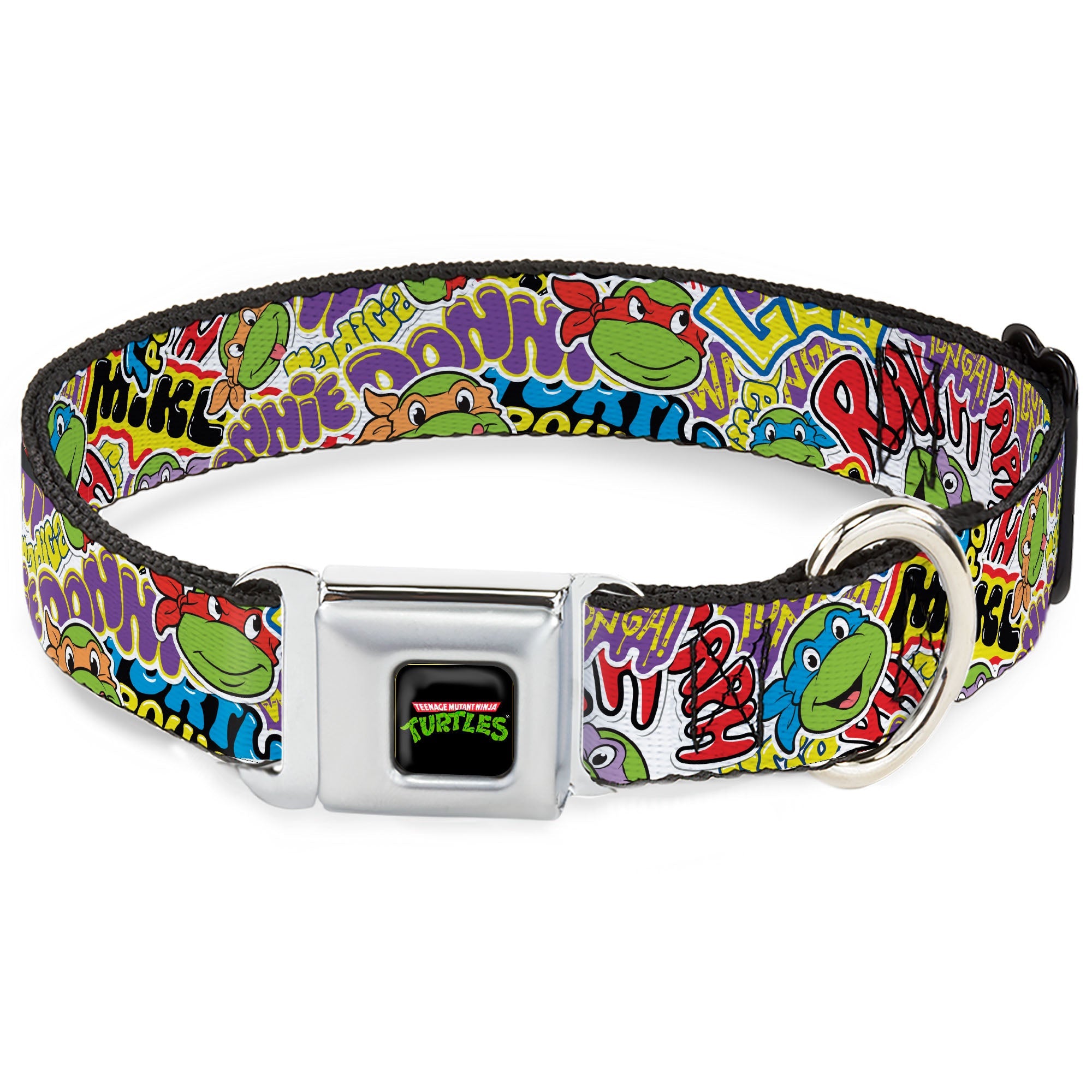 Classic TEENAGE MUTANT NINJA TURTLES Logo Seatbelt Buckle Collar - Teenage Mutant Ninja Turtles Sticker Slaps Collage White/Multi Color