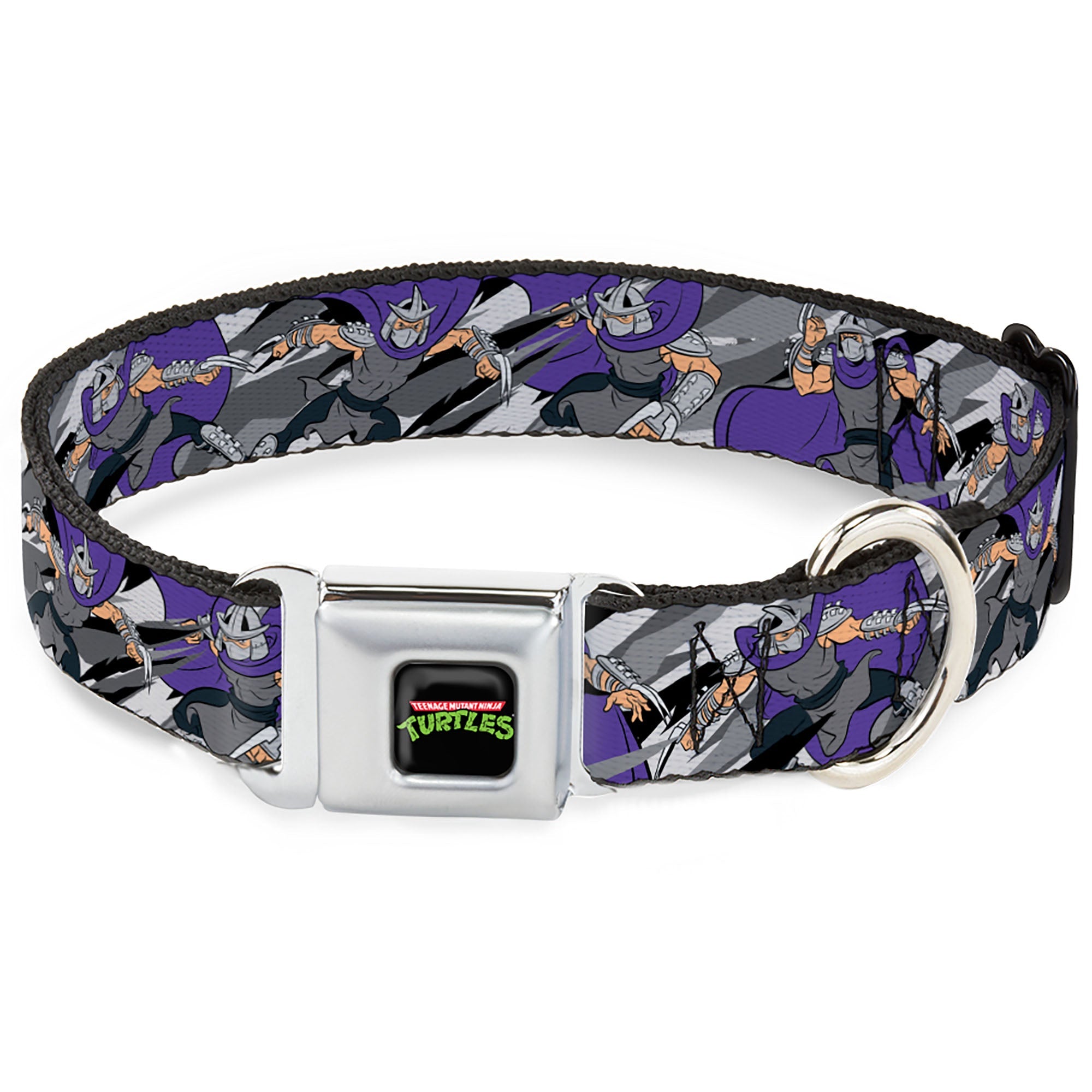 Classic TEENAGE MUTANT NINJA TURTLES Logo Seatbelt Buckle Collar - Teenage Mutant Ninja Turtles Shredder Action Poses Grays/Purple