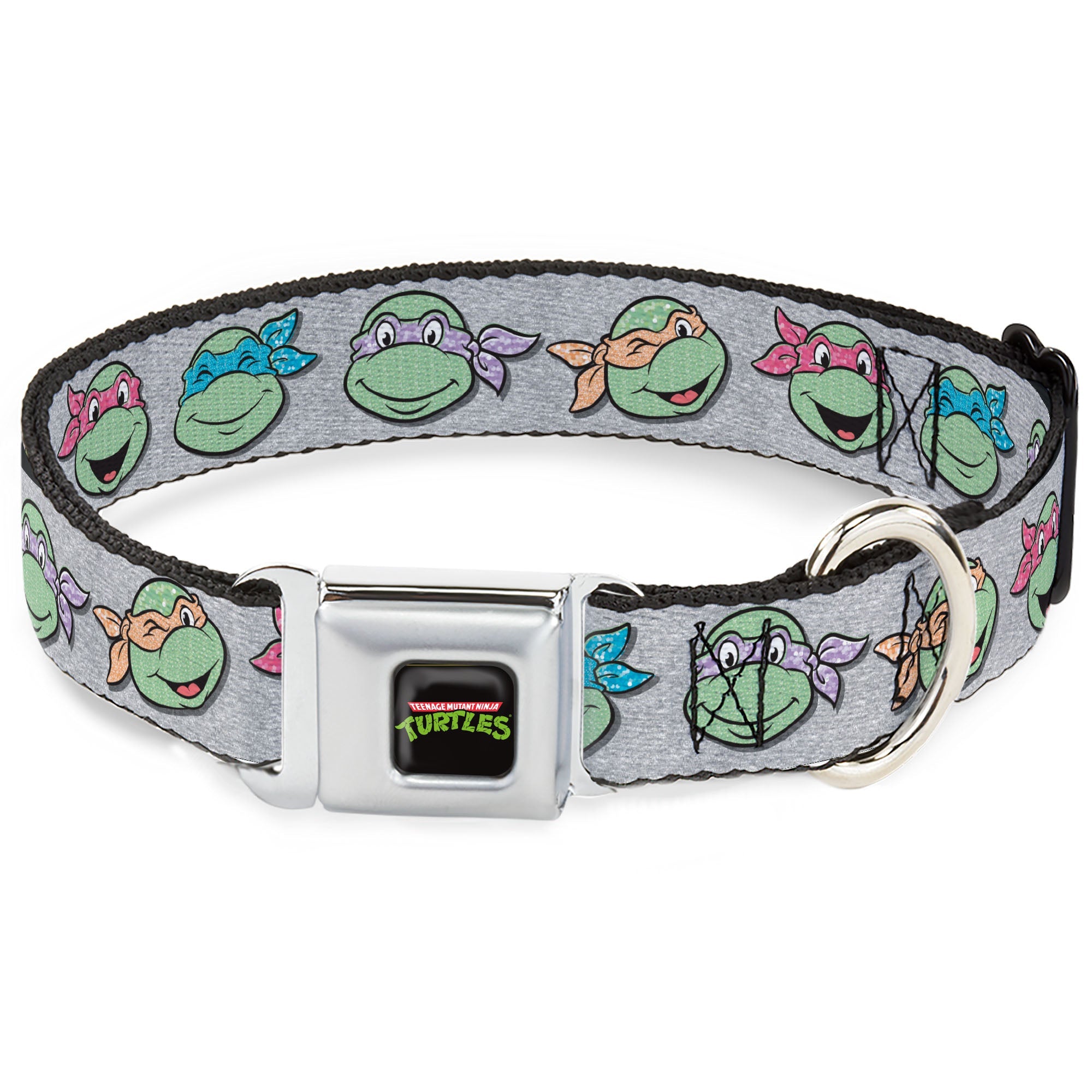 Classic TEENAGE MUTANT NINJA TURTLES Logo Seatbelt Buckle Collar - Teenage Mutant Ninja Turtles Expressions Gray