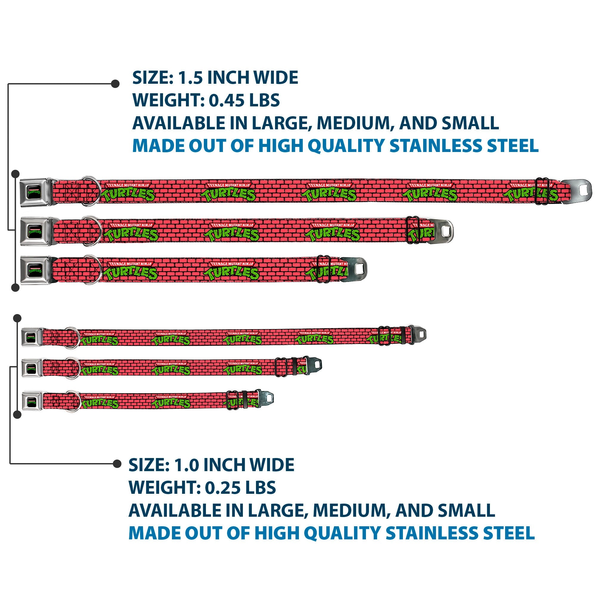 Classic TEENAGE MUTANT NINJA TURTLES Logo Seatbelt Buckle Collar - TEENAGE MUTANT NINJA TURTLES Brick Title Logo Red