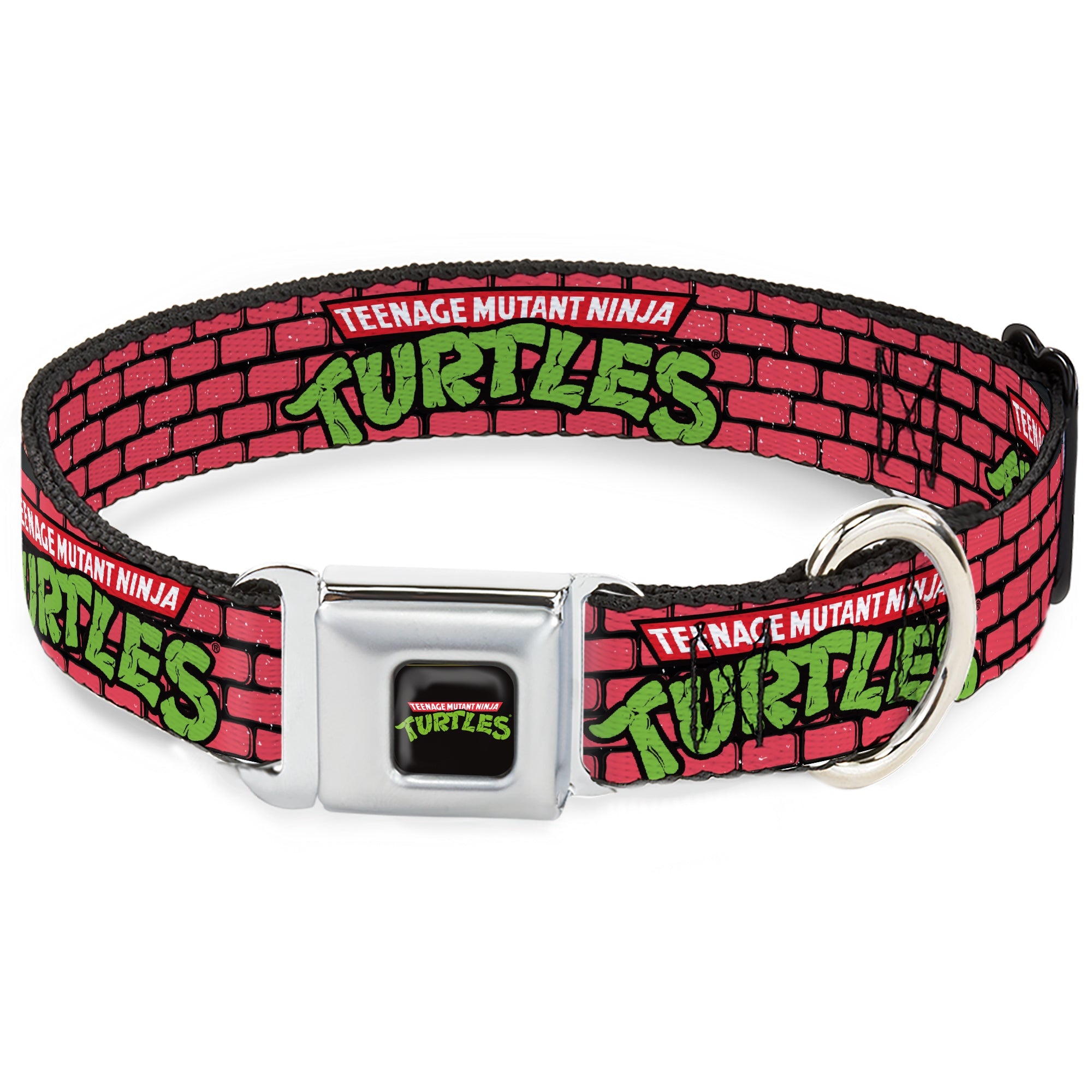 Classic TEENAGE MUTANT NINJA TURTLES Logo Seatbelt Buckle Collar - TEENAGE MUTANT NINJA TURTLES Brick Title Logo Red