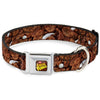 Buckle-Down Post Cocoa Pebbles Logo Full Color Brown/Yellows Seatbelt Buckle Dog Collar - Cocoa Pebbles Vivid Cereal Close-Up Browns