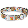 Buckle-Down Post Fruity Pebbles Logo Red/Multicolor & Fruity Pebbles Fred Flintstone and Barney Seatbelt Buckle Dog Collar