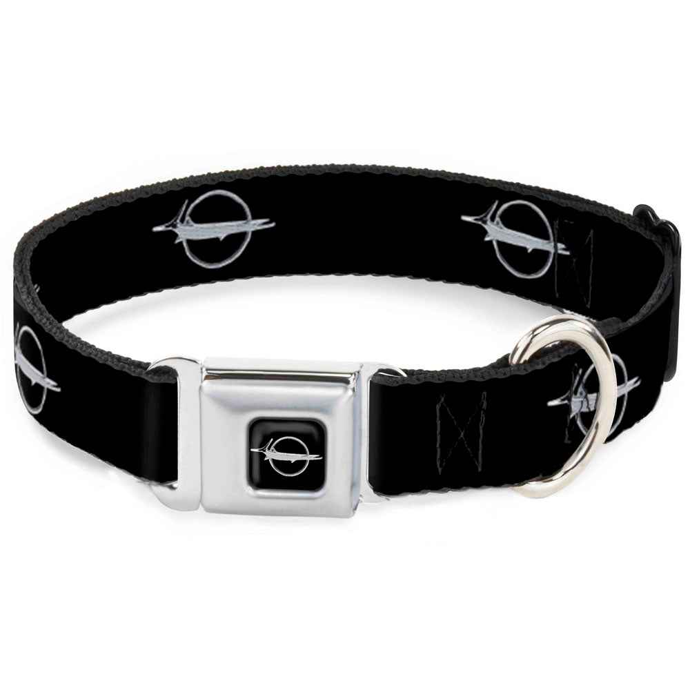 Buckle-Down Barracuda Emblem Full Color Black/Silver Seatbelt Buckle Dog Collar - Barracuda Emblem Repeat Black/Silver