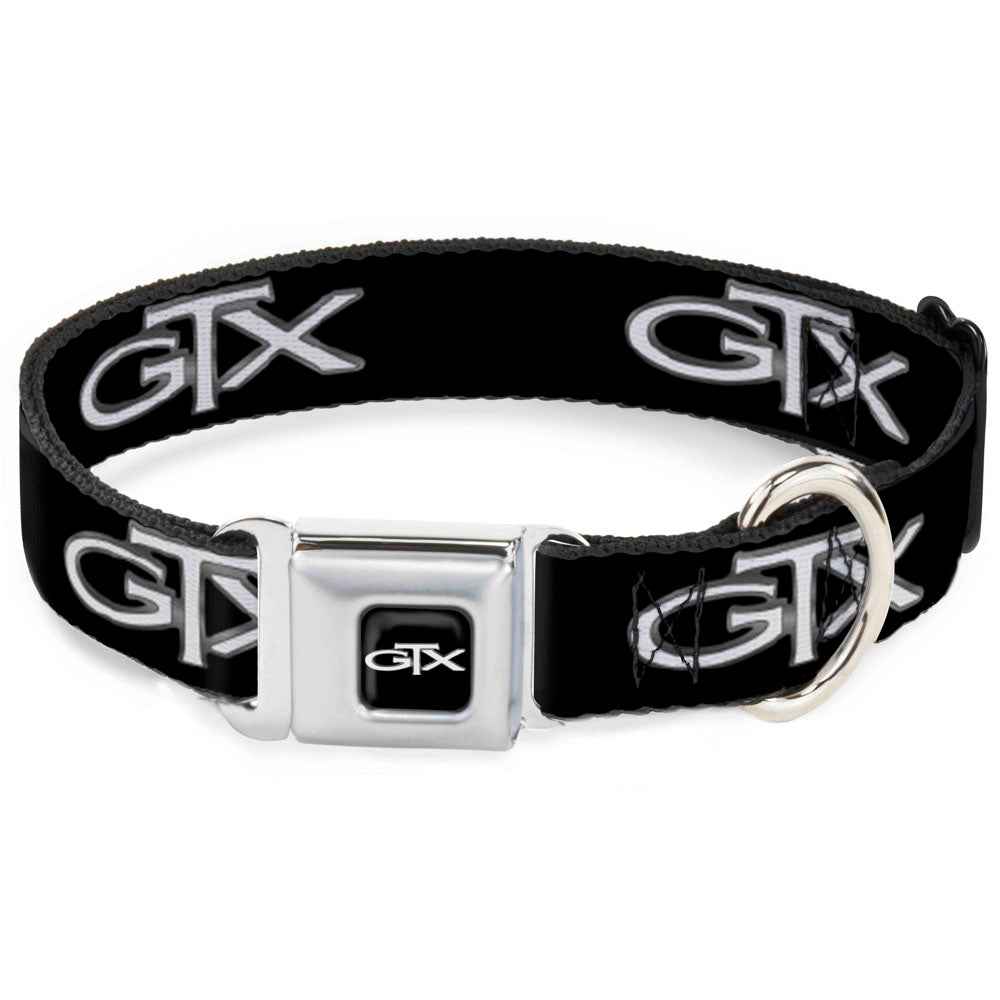 Buckle-Down Plymouth Gtx Emblem Full Color Black/Silver Fade/White Seatbelt Buckle Dog Collar - Plymouth Gtx Emblem Black/Silver Fade/White
