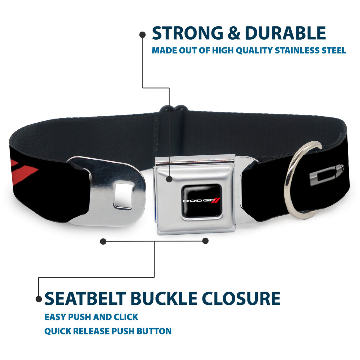 Dodge Red Rhombus Full Color Seatbelt Buckle Collar - Dodge Red Rhombus REPEAT