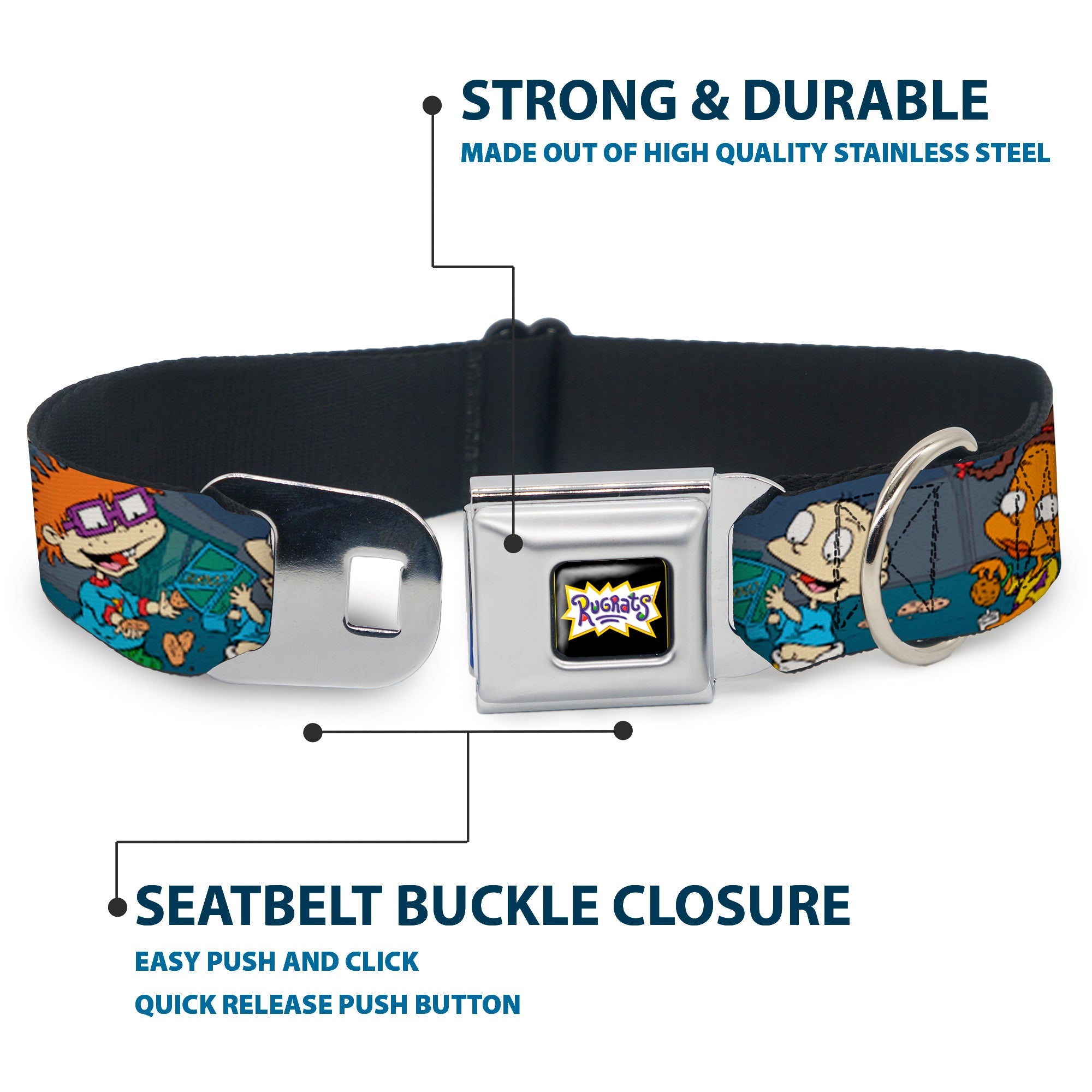 RUGRATS Logo Full Color Seatbelt Buckle Collar - Rugrats Cookie Scene