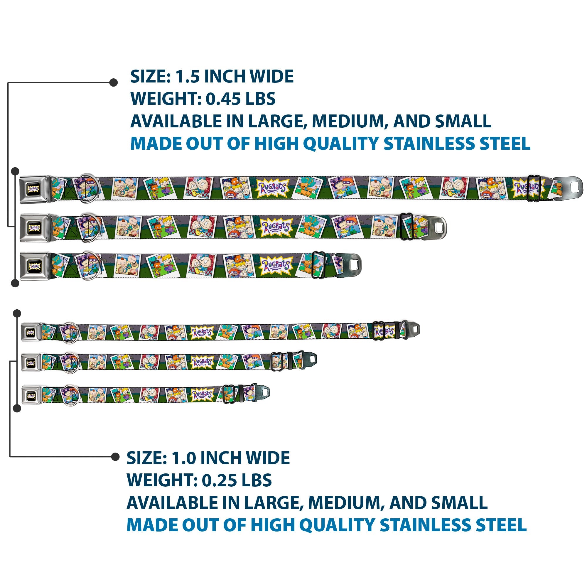 RUGRATS Logo Full Color Seatbelt Buckle Collar - RUGRATS Character Snapshots