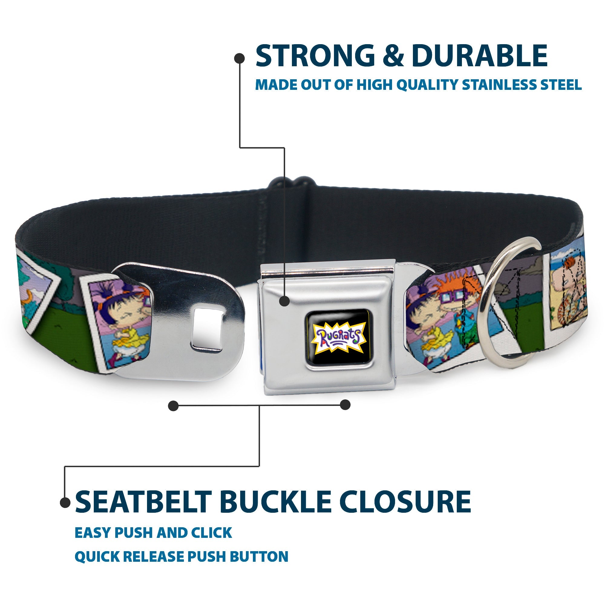 RUGRATS Logo Full Color Seatbelt Buckle Collar - RUGRATS Character Snapshots