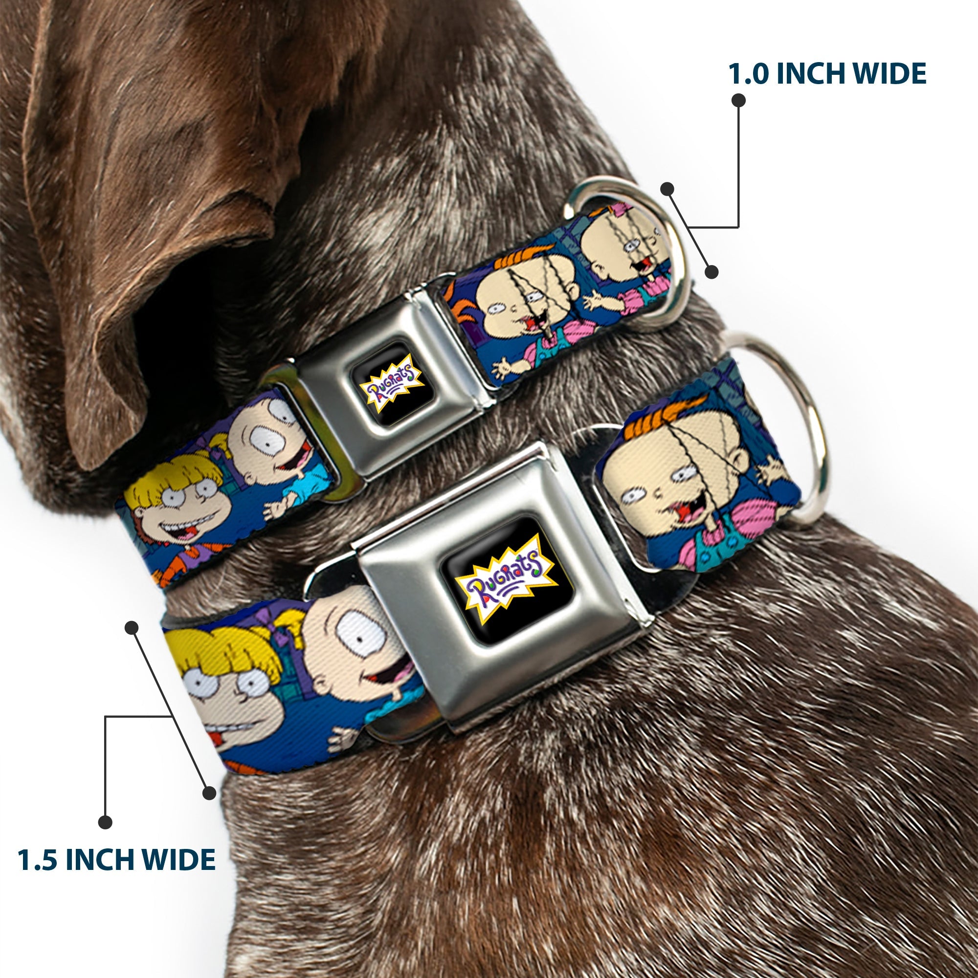 RUGRATS Logo Full Color Seatbelt Buckle Collar - RUGRATS Group Pose