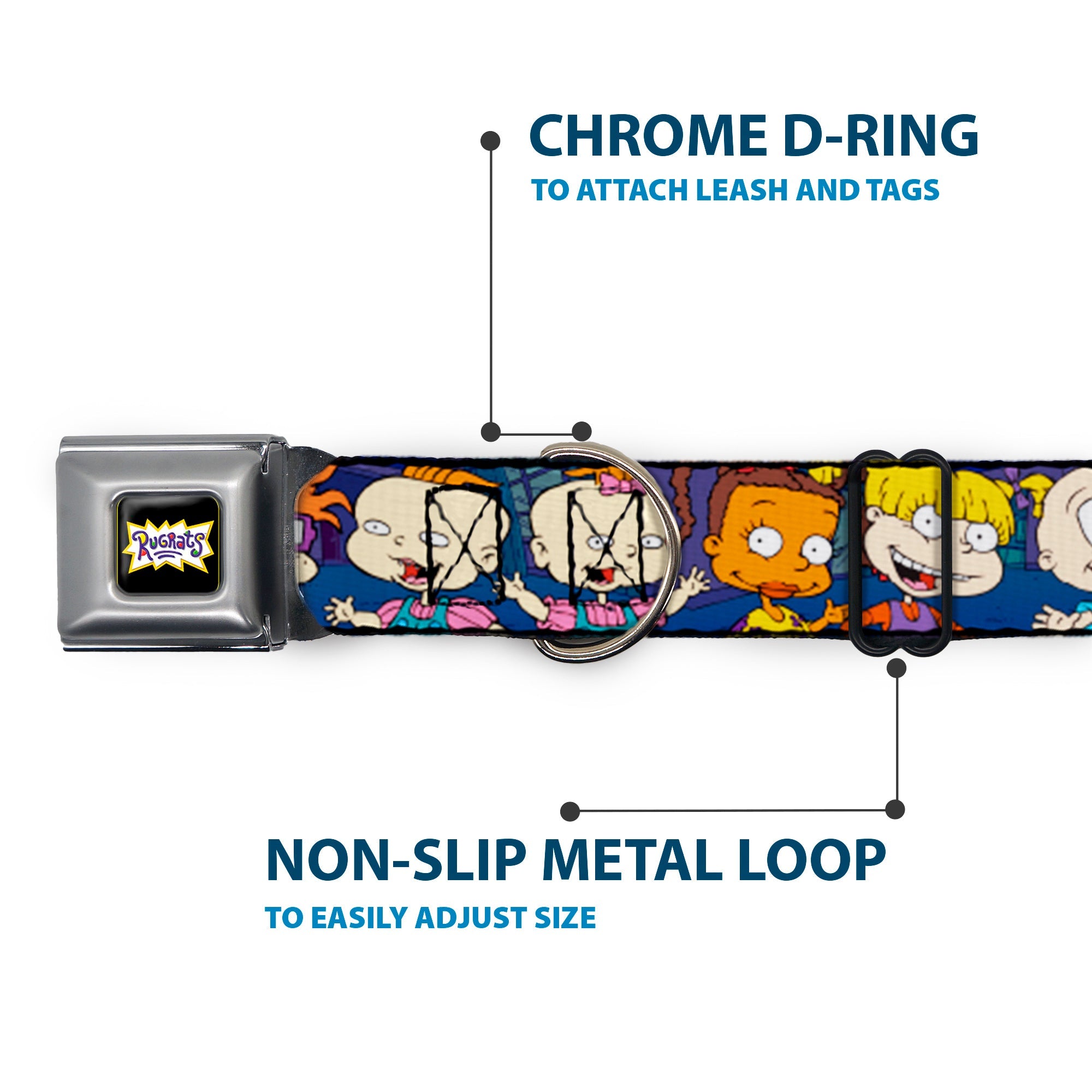 RUGRATS Logo Full Color Seatbelt Buckle Collar - RUGRATS Group Pose