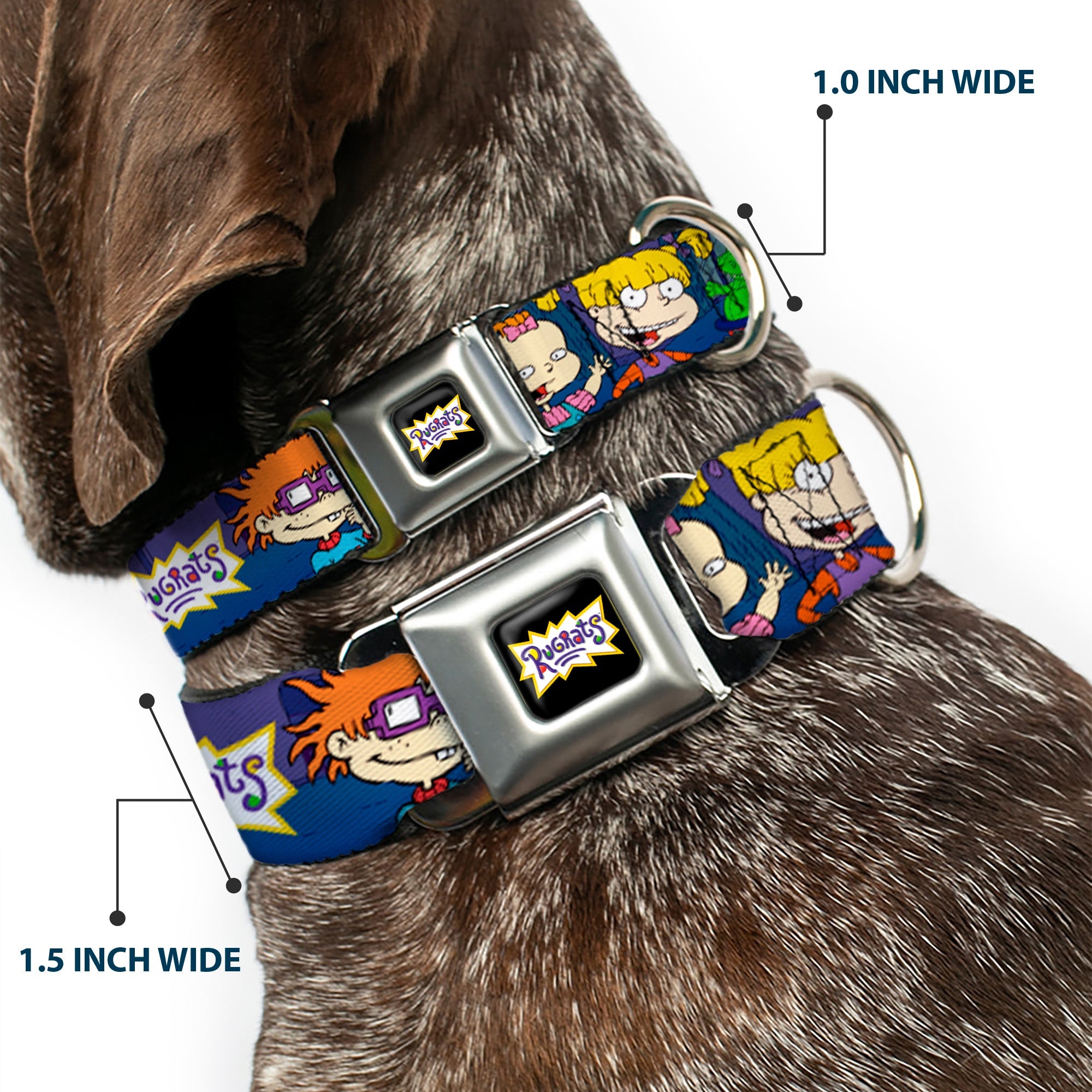 RUGRATS Logo Full Color Seatbelt Buckle Collar - RUGRATS Group Pose2 w/Reptar