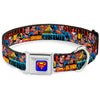 Buckle-Down DC Superman Action Blocks Red/Blue Seatbelt Buckle Dog Collar