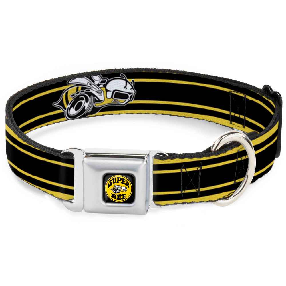 Buckle-Down Super Bee Logo Full Color Black/Yellow/White Seatbelt Buckle Dog Collar - Super Bee Logo/Stripes Black/Yellow/White