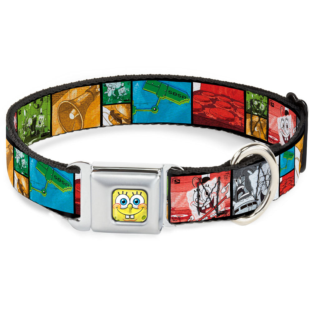SpongeBob Face CLOSE-UP Seatbelt Buckle Collar - Krusty Krabs Cam Scene Blocks