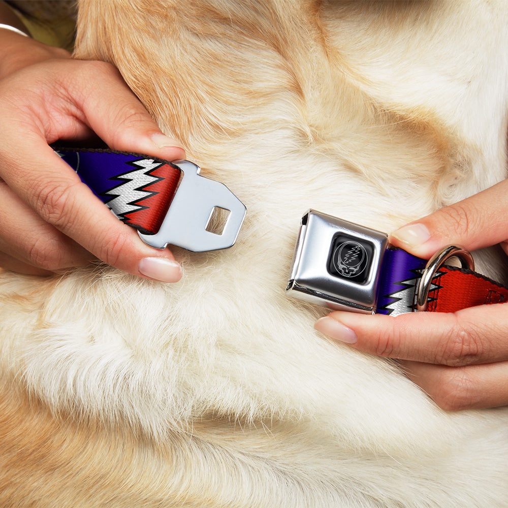 Buckle-Down Steal Your Face Seatbelt Buckle Dog Collar - Steal Your Face w/Lightning Bolt Repeat Red/White/Blue