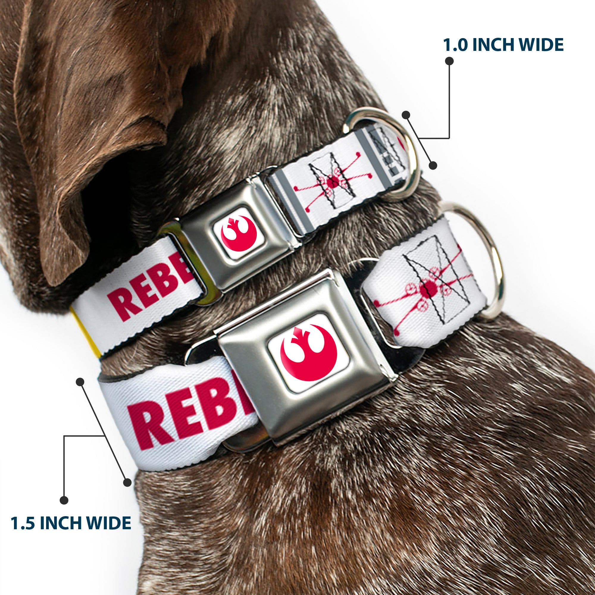 Star Wars Rebel Alliance Insignia Full Color White/Red Seatbelt Buckle Collar - Star Wars REBEL PILOT Rebel Alliance Insignia/Lightsaber/X-Wing Fighter White/Red/Yellow/Gray