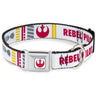 Star Wars Rebel Alliance Insignia Full Color White/Red Seatbelt Buckle Collar - Star Wars REBEL PILOT Rebel Alliance Insignia/Lightsaber/X-Wing Fighter White/Red/Yellow/Gray