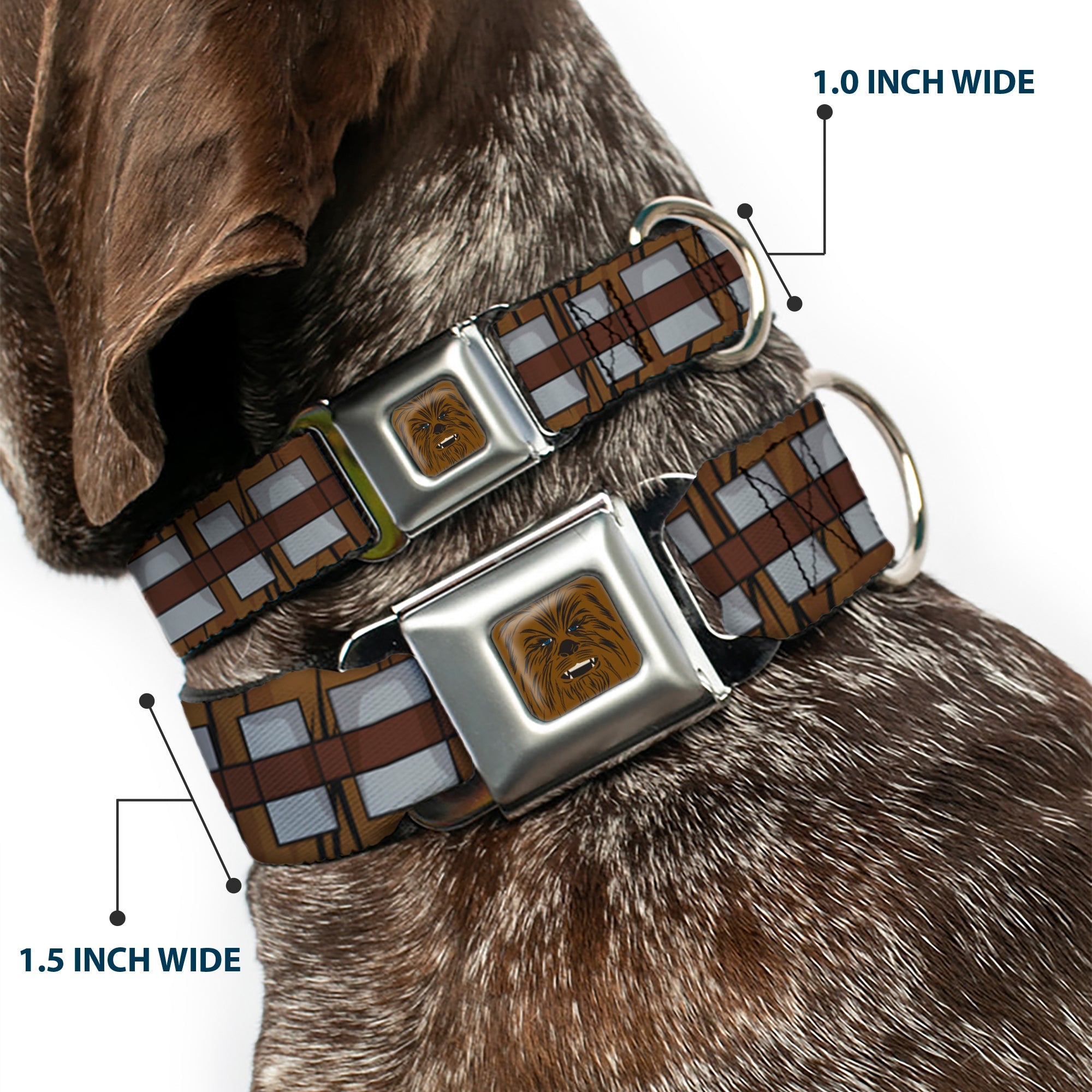 Star Wars Chewbacca Face CLOSE-UP Full Color Brown Seatbelt Buckle Collar - Star Wars Chewbacca Bandolier Bounding Browns/Gray