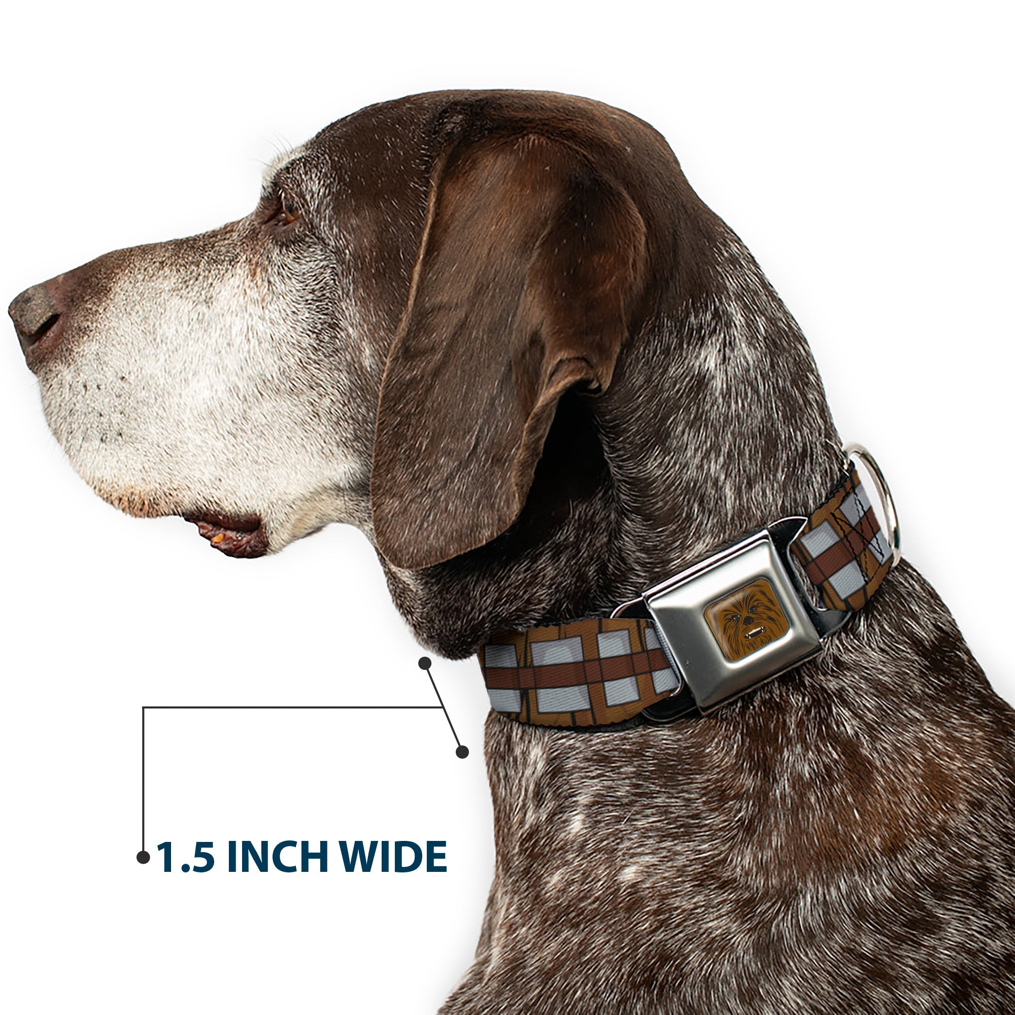 Star Wars Chewbacca Face CLOSE-UP Full Color Brown Seatbelt Buckle Collar - Star Wars Chewbacca Bandolier Bounding Browns/Gray