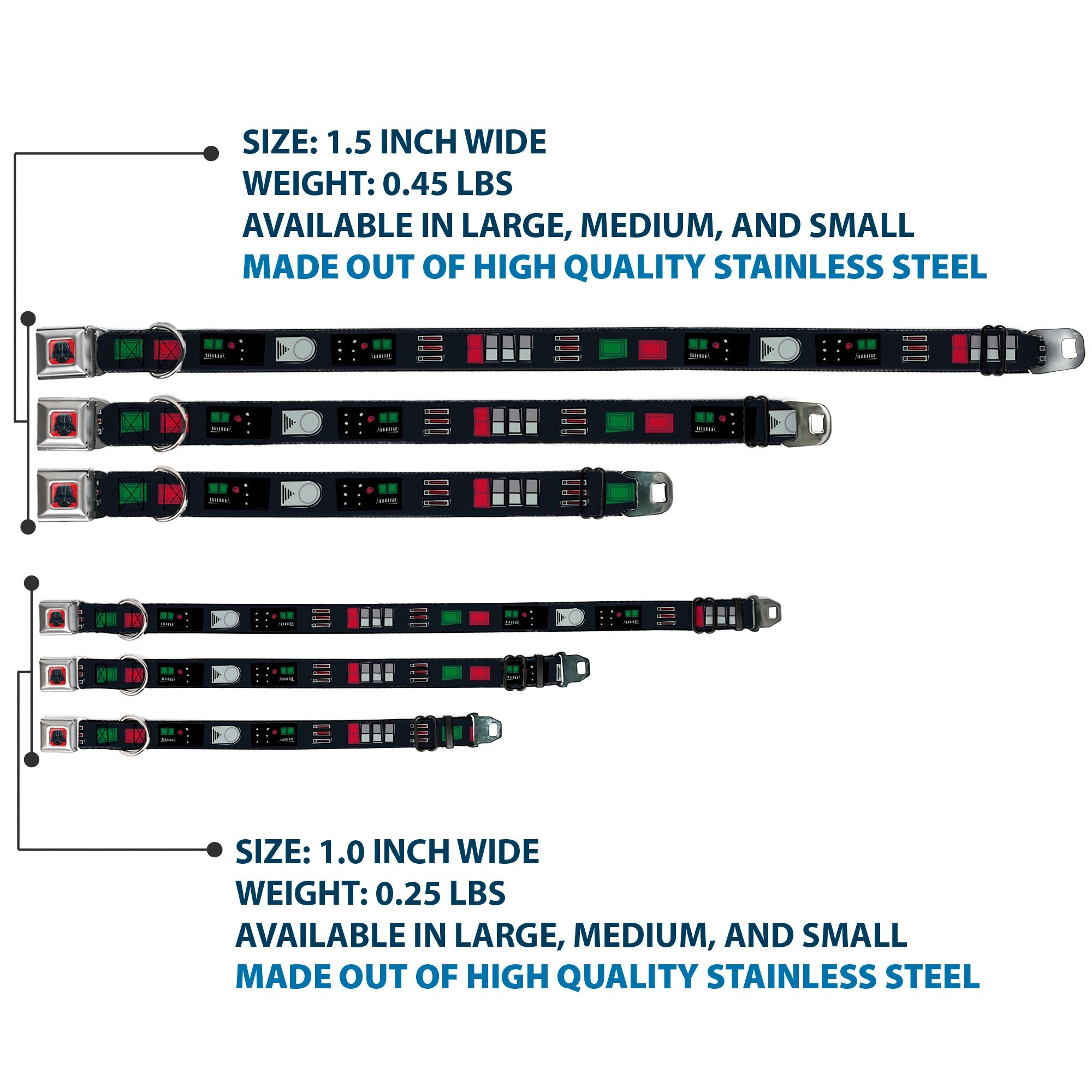 Star Wars Darth Vader Face Full Color Red Seatbelt Buckle Collar - Star Wars Darth Vader Utility Belt Bounding3 Black/Grays/Reds/Greens