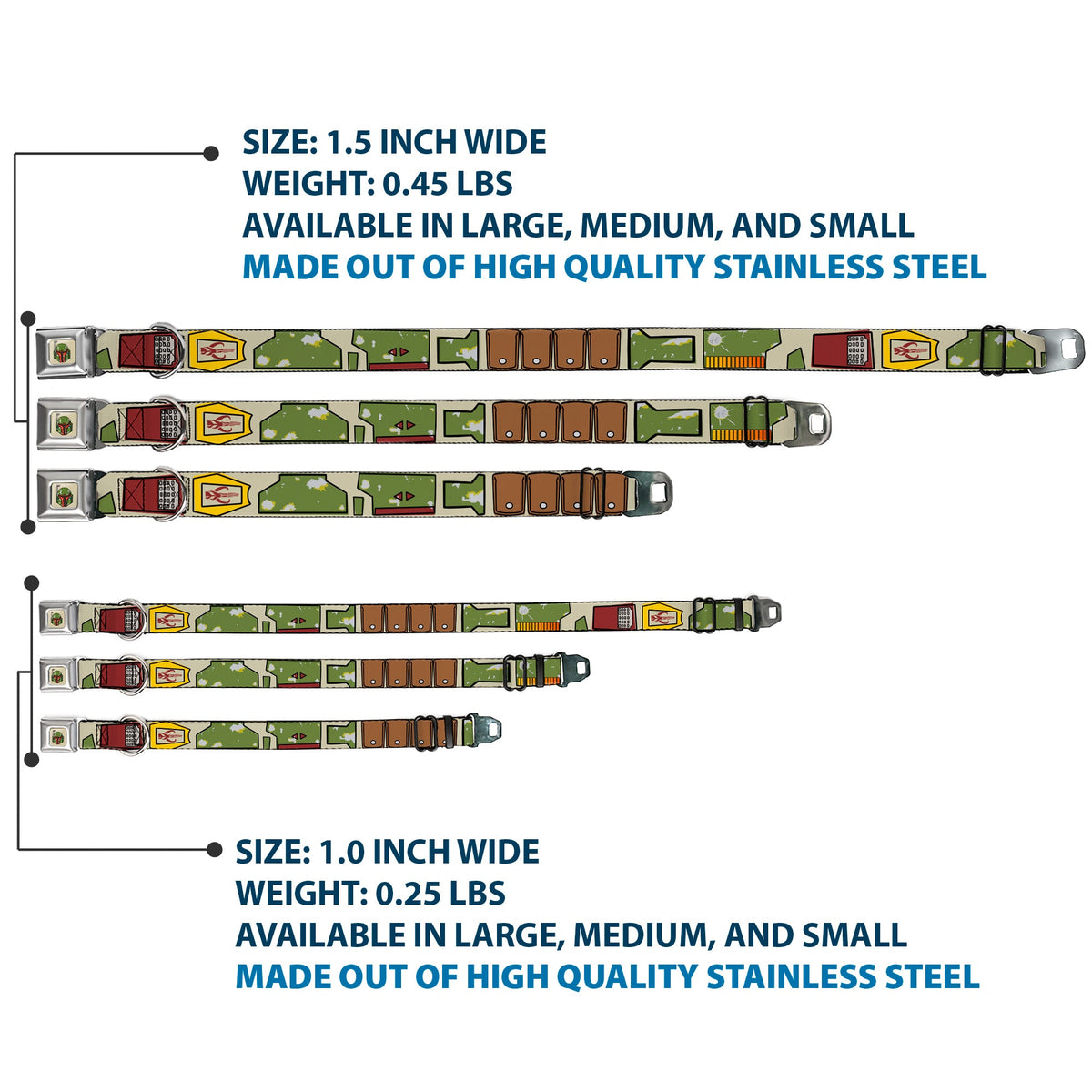 Star Wars Boba Fett Helmet Full Color Tan Seatbelt Buckle Collar - Star Wars Boba Fett Utility Belt Bounding Tan