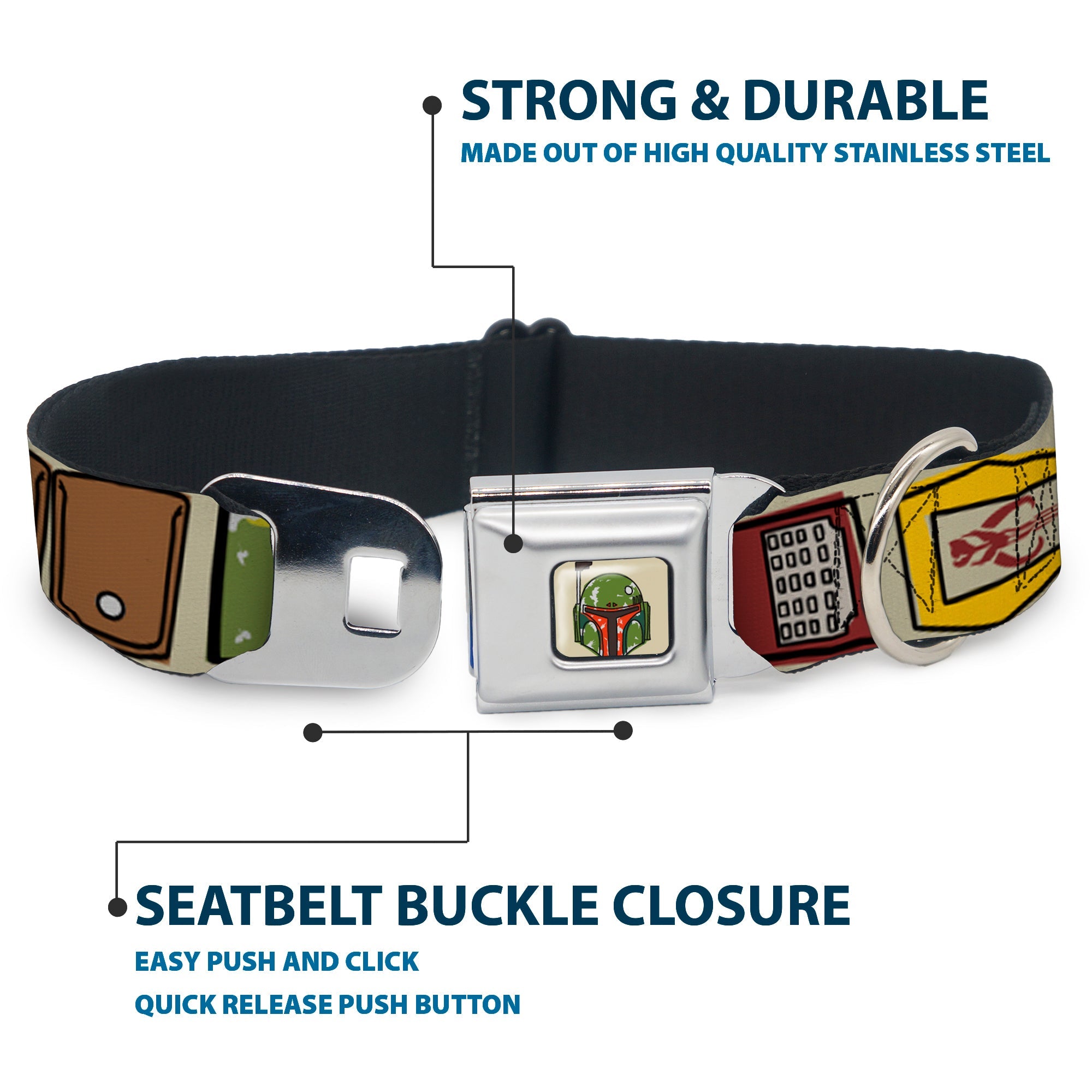 Star Wars Boba Fett Helmet Full Color Tan Seatbelt Buckle Collar - Star Wars Boba Fett Utility Belt Bounding Tan