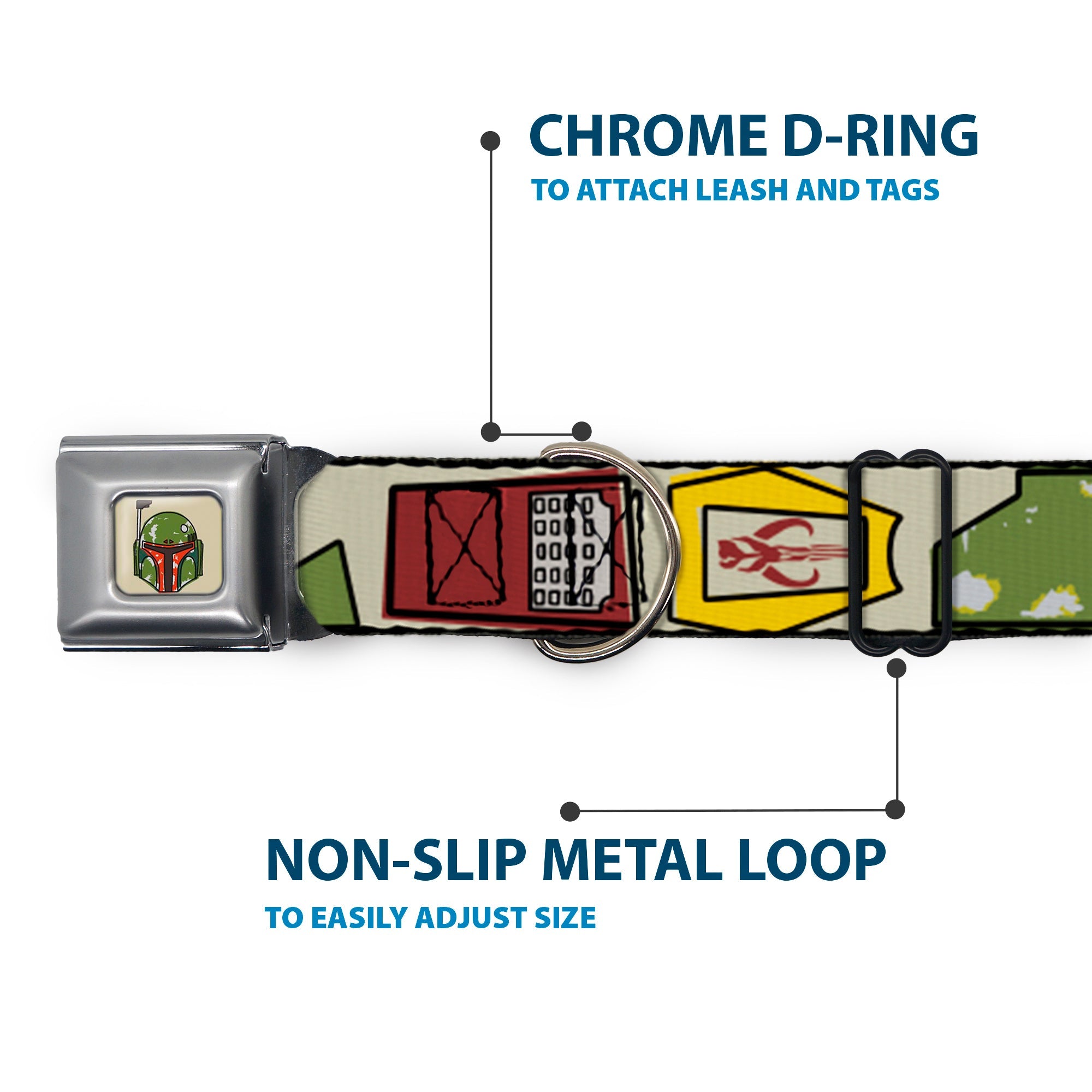 Star Wars Boba Fett Helmet Full Color Tan Seatbelt Buckle Collar - Star Wars Boba Fett Utility Belt Bounding Tan