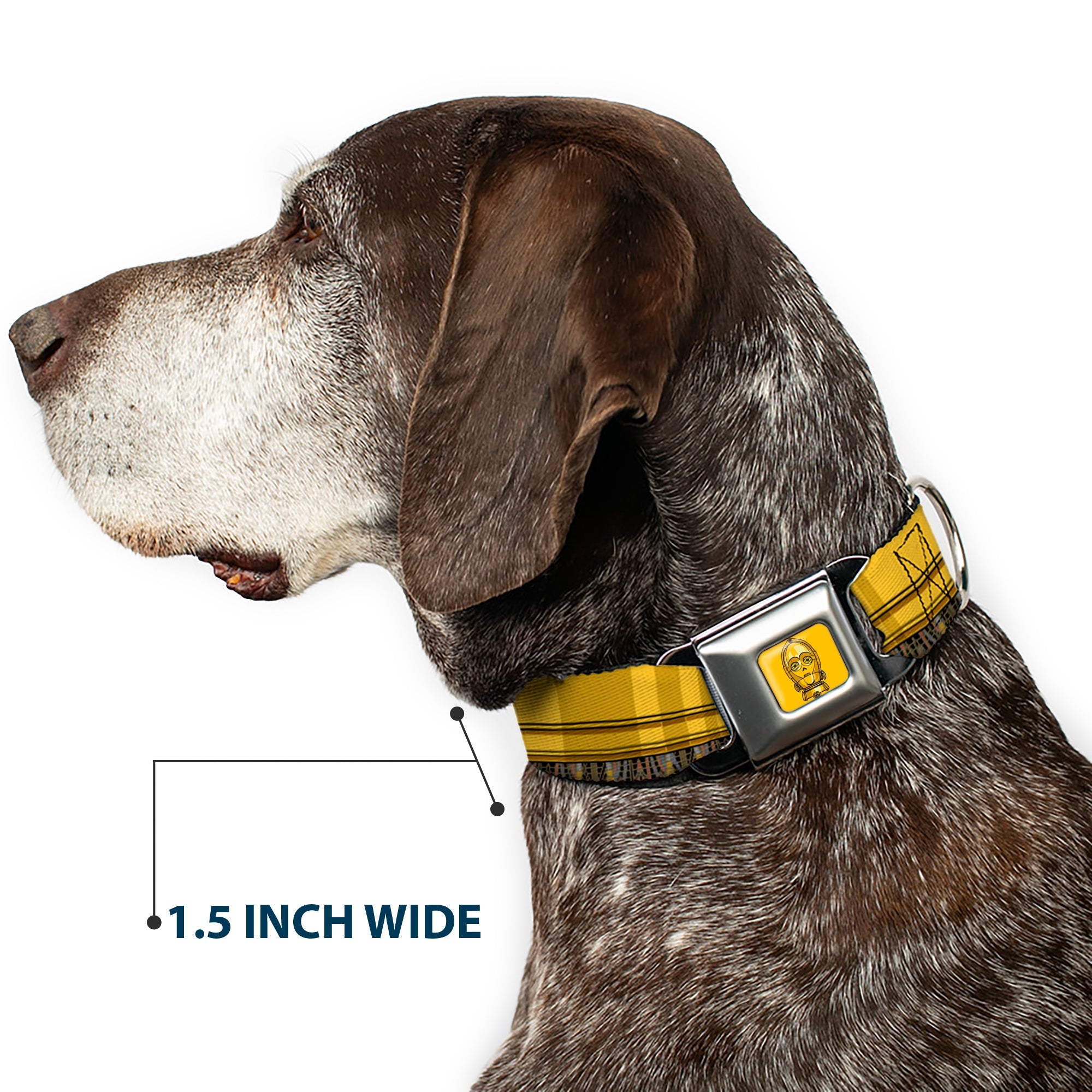C3-PO Face Full Color Yellows/Black Seatbelt Buckle Collar - Star Wars C3-PO Wires Bounding2 Yellows/Black/Multi Color