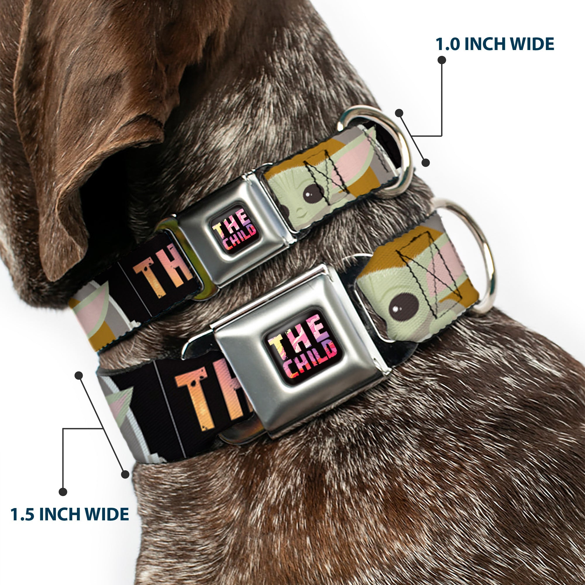 Star Wars THE CHILD Text Full Color Full Color Black/Multi Color Seatbelt Buckle Collar - Star Wars The Child Chibi Pod Pose THIS IS THE WAY Black/Multi Color