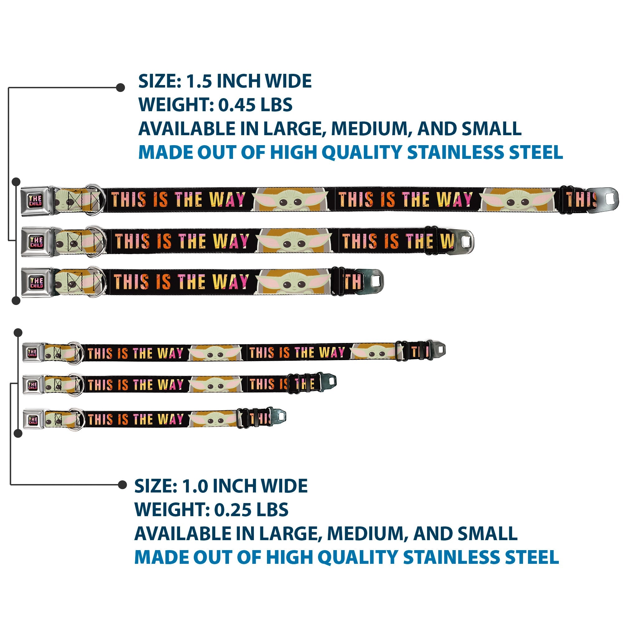 Star Wars THE CHILD Text Full Color Full Color Black/Multi Color Seatbelt Buckle Collar - Star Wars The Child Chibi Pod Pose THIS IS THE WAY Black/Multi Color