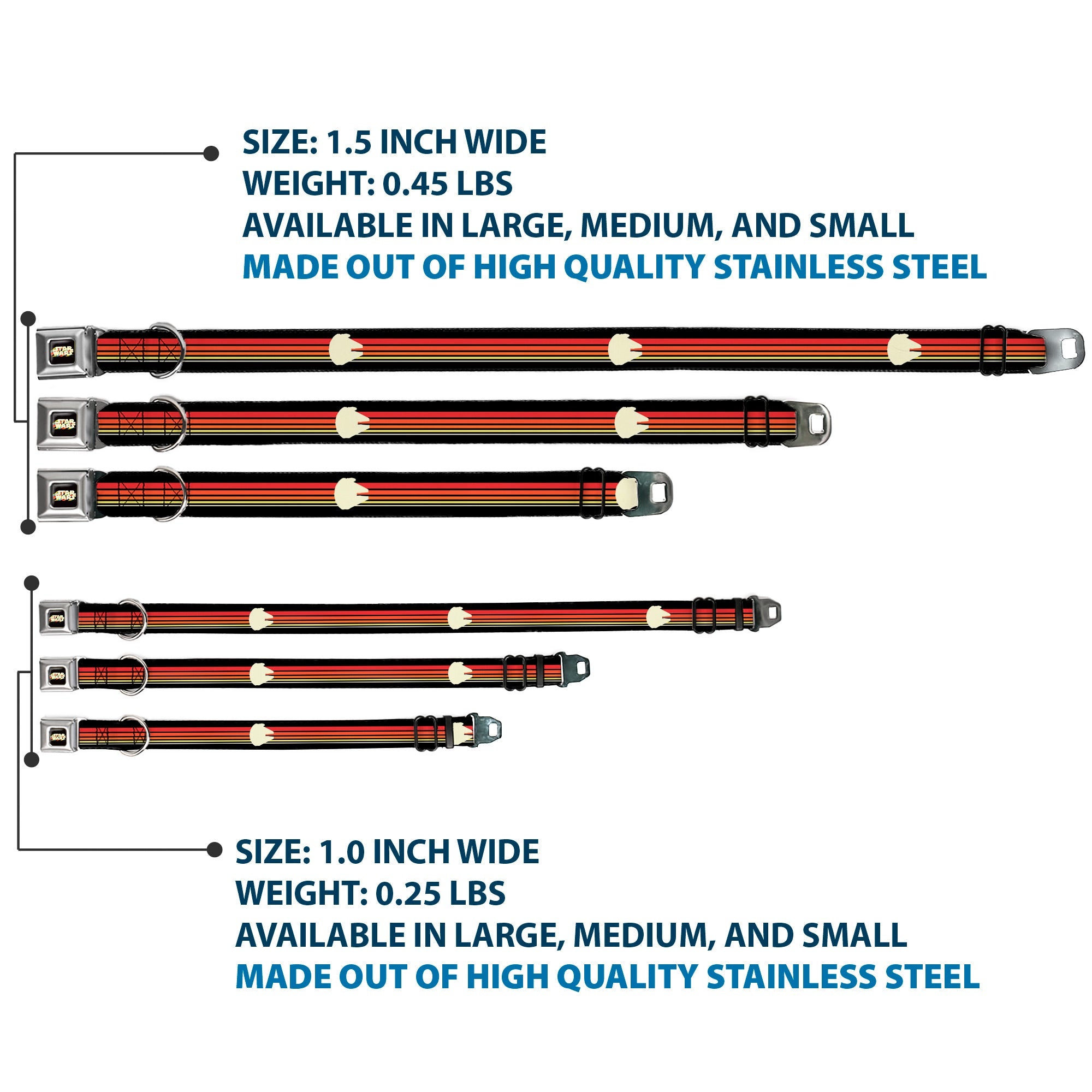 STAR WARS Stripe Logo Full Color Black/Multi Color Seatbelt Buckle Collar - Star Wars Millennium Falcon Stripe Black/Multi Color