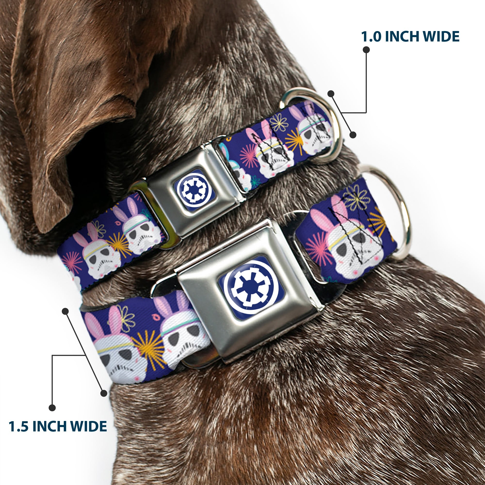 Star Wars Galactic Empire Icon Full Color Purple/White Seatbelt Buckle Collar - Star Wars Holiday Stormtrooper Easter Bunny Ears Purple