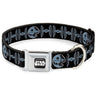 STAR WARS Logo Full Color Black/White Seatbelt Buckle Collar - Star Wars Death Star and TIE Fighters Black/Gray