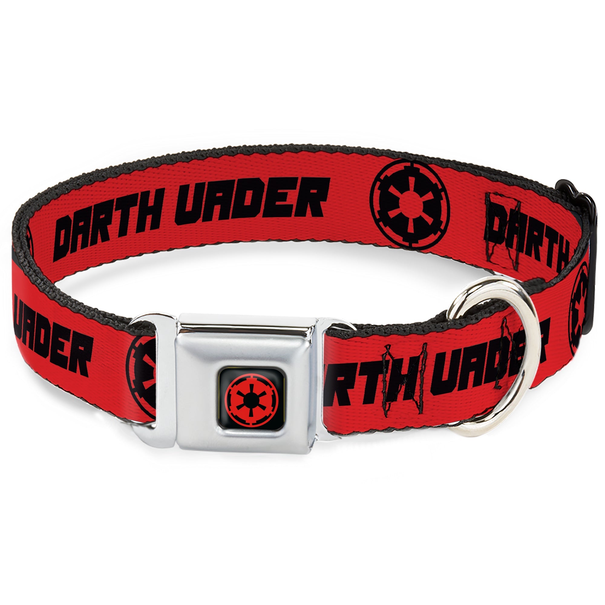 Star Wars Galactic Empire Insignia Full Color Black/Red Seatbelt Buckle Collar - Star Wars DARTH VADER Text and Galactic Empire Logo Red/Black