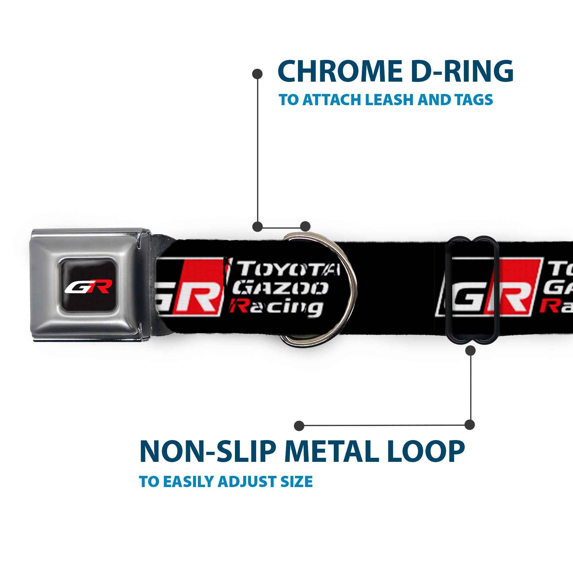Buckle-Down Toyota Gazoo Racing GR Logo Black/White Red & North America Logo Black/White/Red Seatbelt Buckle Dog Collar