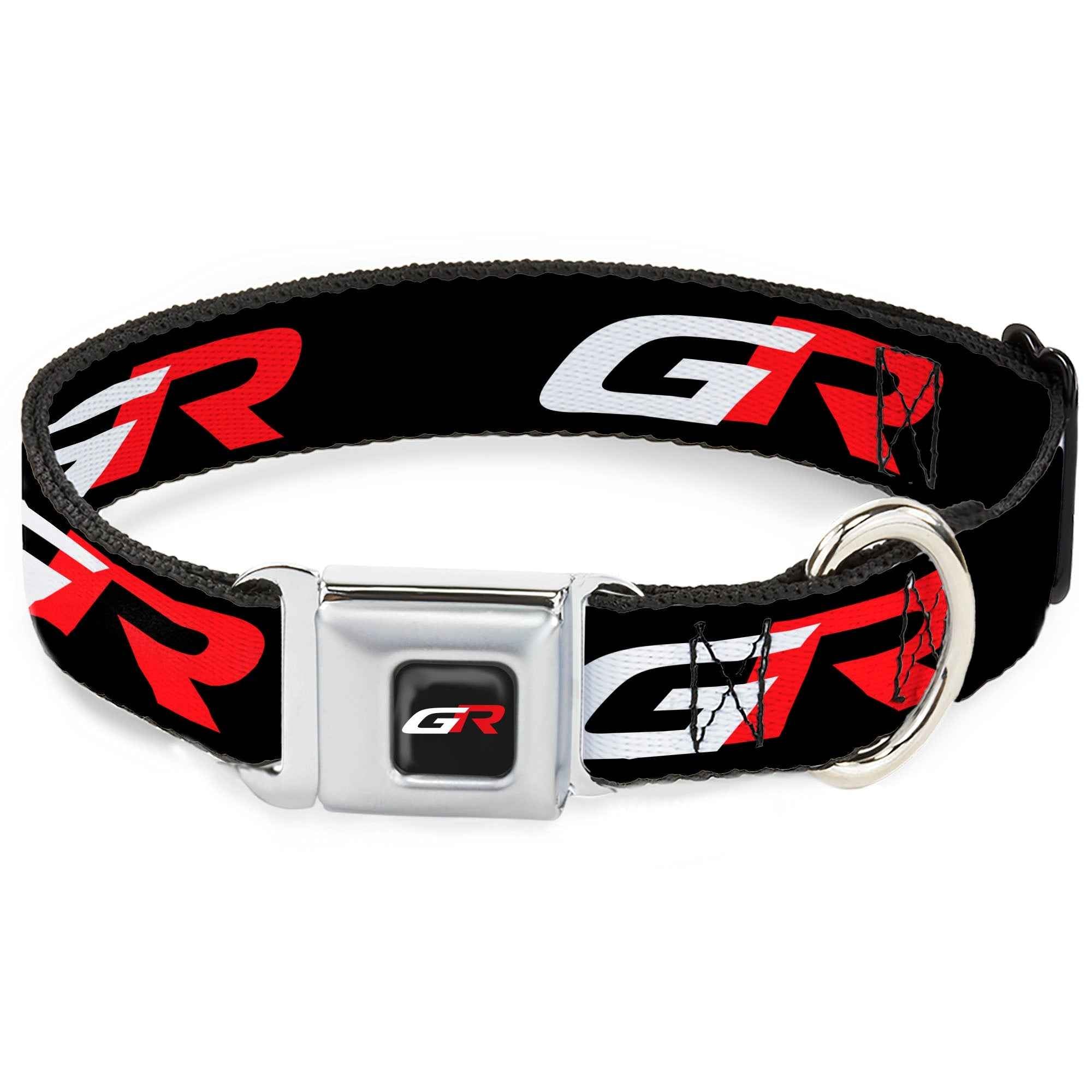 Buckle-Down Toyota Gazoo Racing GR Logo Full Color Black/White Red Seatbelt Buckle Dog Collar - Toyota Gazoo Racing GR Logo and Text Black/White/Red