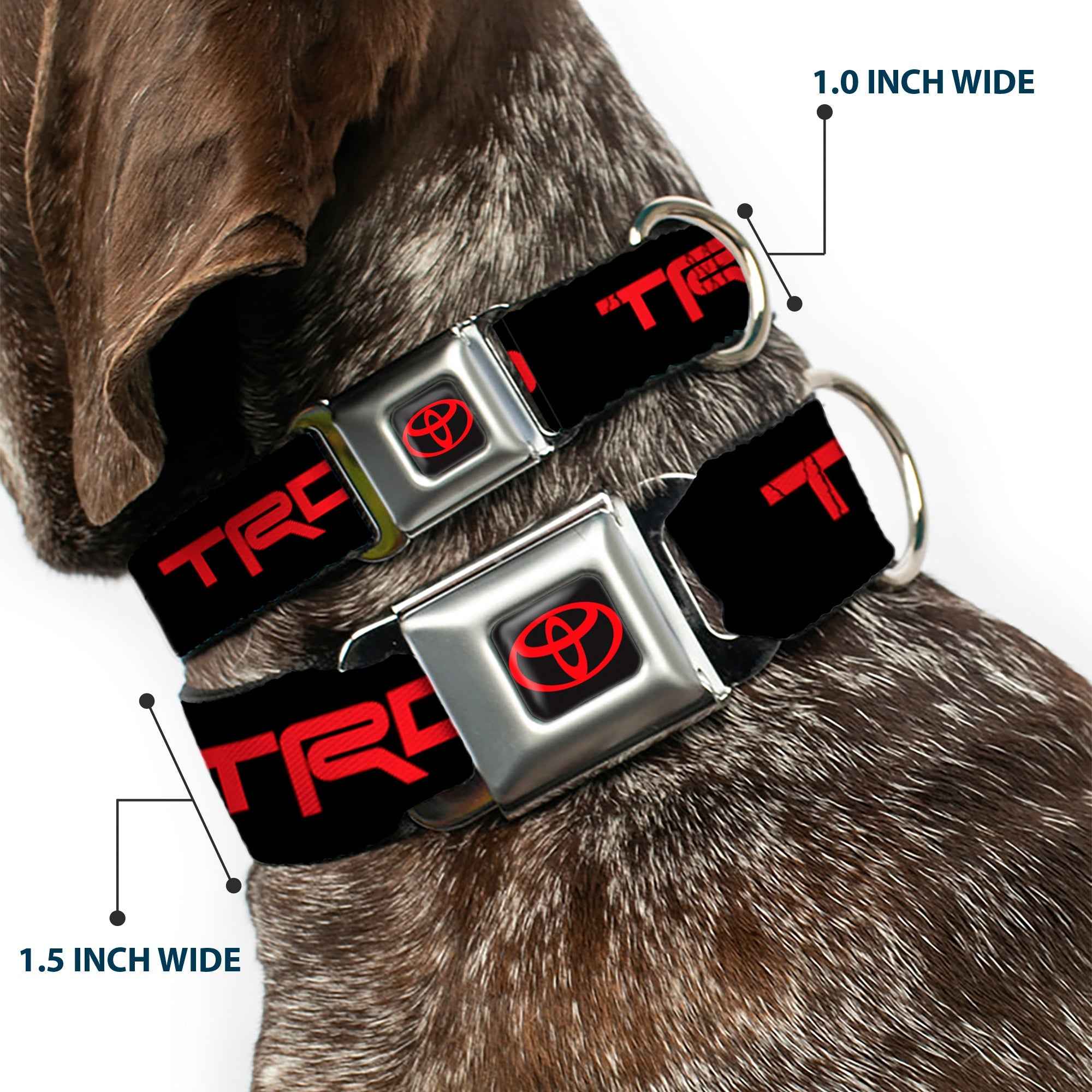 Buckle-Down Toyota Logo Full Color Black/Red Seatbelt Buckle Dog Collar - Toyota Racing Development TRD Logo Black/Red
